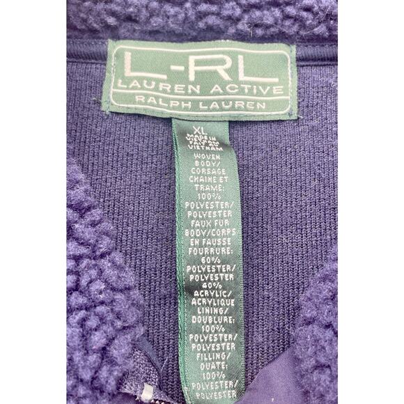 LAUREN RALPH LAUREN Bubble Fleece Winter Zip‎ Up Jacket Wome's Blue XL VIETNAM - Picture 4 of 6
